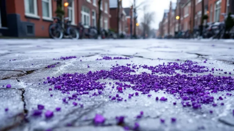 Waarom die paarse korrels op stoepen liggen bij ijzel